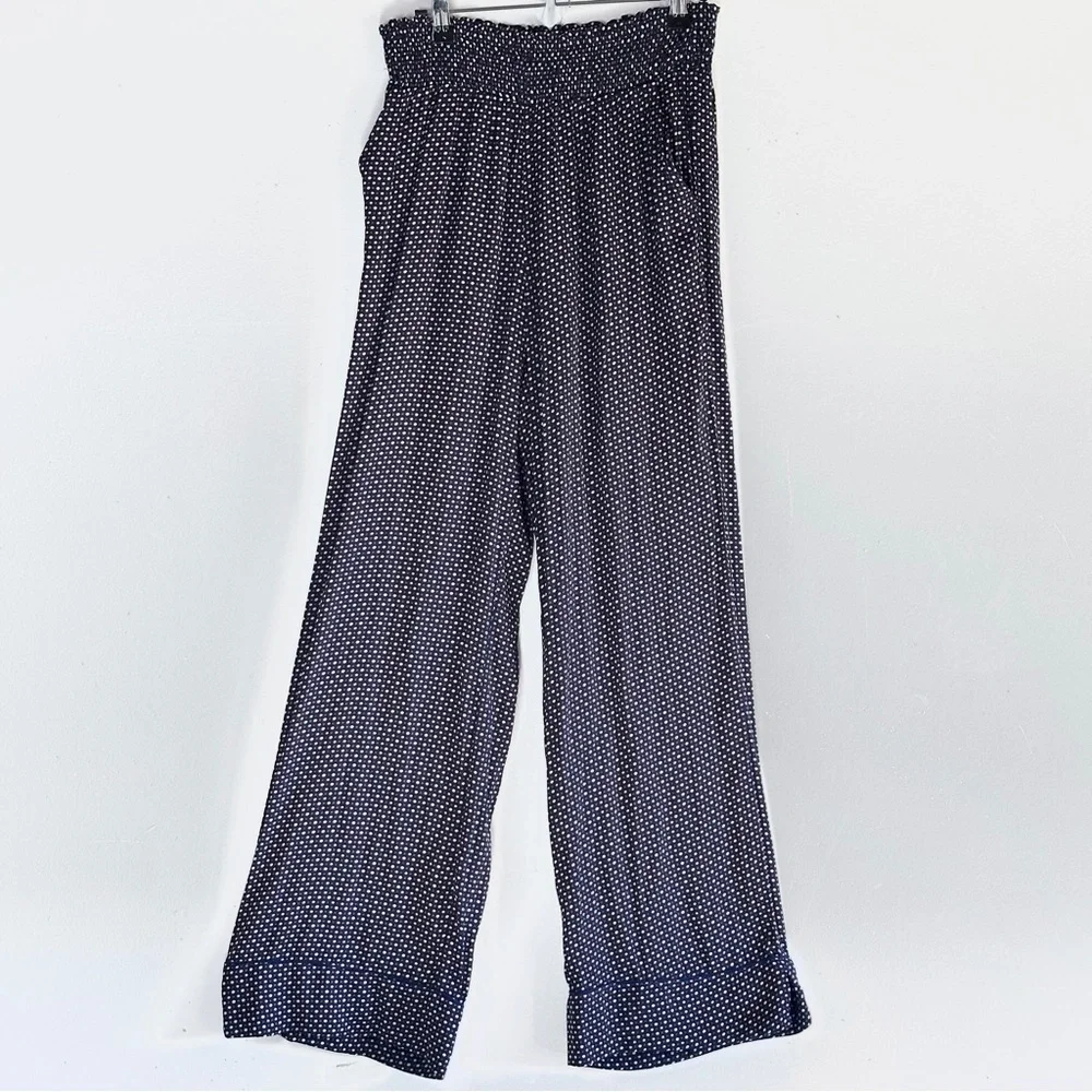 Aerie Silky Boho Pajama Bottoms M Navy Dot American Eagle